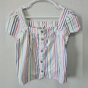 J. Crew Factory Colorful Striped Button Down Top Small